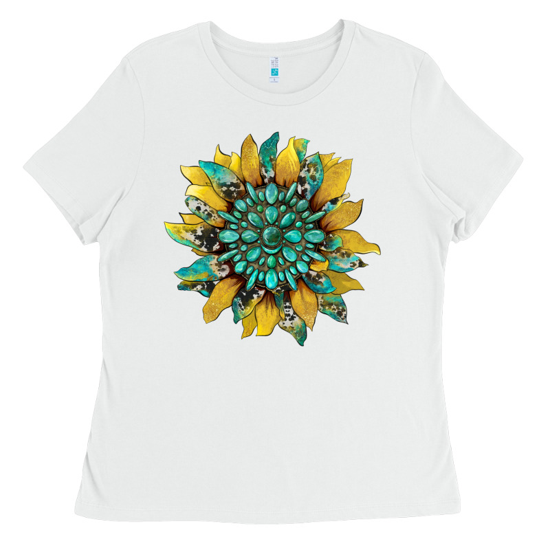 Sunflower With Gemstone And Cowhide Ladies Tee by Artiststas | Teevron