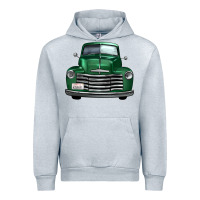 Heather Grey western green truck front view Urban Hoodie - FaDigitalArtStudio