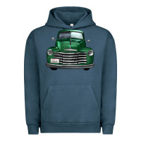 Pigment Midnight Navy western green truck front view Urban Hoodie - FaDigitalArtStudio