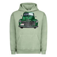 Pigment Oil Green western green truck front view Urban Hoodie - FaDigitalArtStudio