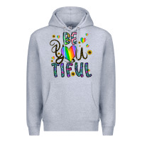 Heather Grey be you tiful Premium Hoodie - CowhideDigitalArt