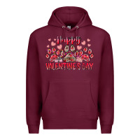 Burgundy happy valentines day dog pet Premium Hoodie - RacoonDesign