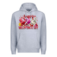 Heather Grey happy valentines day Premium Hoodie - RacoonDesign