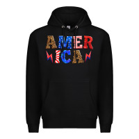 Black america thunderbolt Premium Hoodie - HRA Design Shop