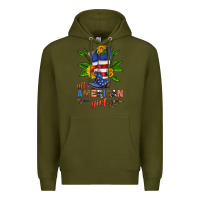 Army Green all american girl cowboy boot with sunflower Premium Hoodie - HRA Design Shop