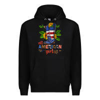 Black all american girl cowboy boot with sunflower Premium Hoodie - HRA Design Shop