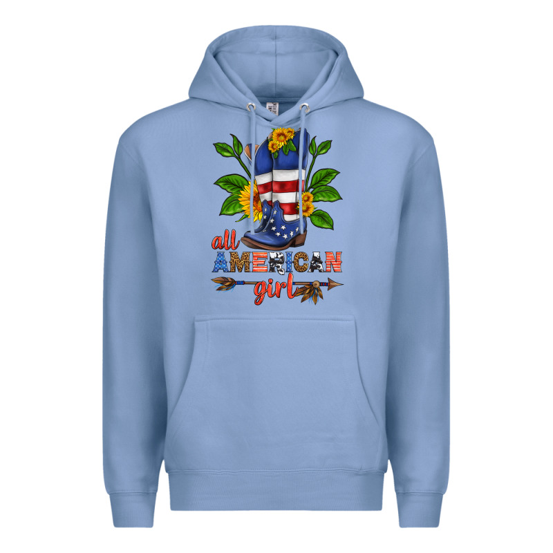 All American Girl Cowboy Boot With Sunflower Premium Hoodie by HRA Design Shop | Teevron