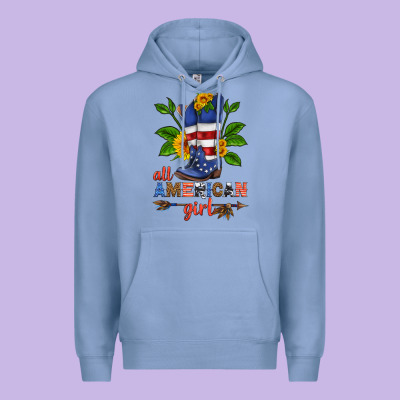 All American Girl Cowboy Boot With Sunflower Premium Hoodie Designed By Hra Design Shop