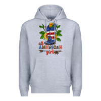 Heather Grey all american girl cowboy boot with sunflower Premium Hoodie - HRA Design Shop