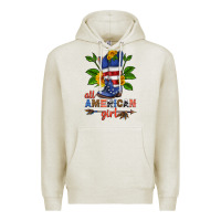 Oatmeal Heather all american girl cowboy boot with sunflower Premium Hoodie - HRA Design Shop