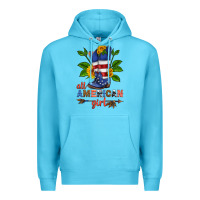 Ocean Blue all american girl cowboy boot with sunflower Premium Hoodie - HRA Design Shop