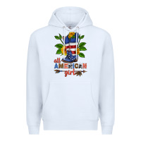 White all american girl cowboy boot with sunflower Premium Hoodie - HRA Design Shop