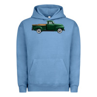 Pigment Pebble Blue western green truck right side view 1 Urban Hoodie - FaDigitalArtStudio
