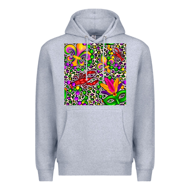Mardi Gras Crawfish Leopard  Seamless Pattern Premium Hoodie by FaDigitalArtStudio | Teevron