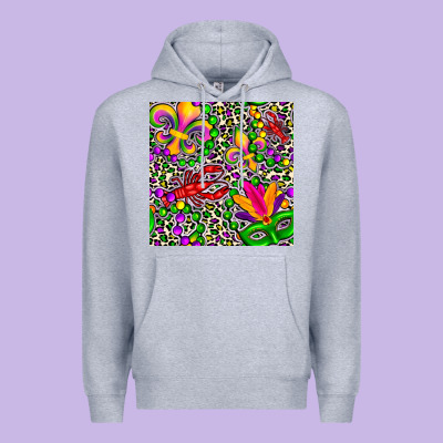 Mardi Gras Crawfish Leopard  Seamless Pattern Premium Hoodie Designed By Fadigitalartstudio