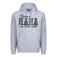 Heather Grey being nana makes my life complate Premium Hoodie - CowhideDigitalArt