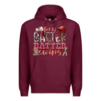 Burgundy hey batter batter swing Premium Hoodie - RacoonDesign