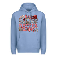 Colony Blue hey batter batter swing Premium Hoodie - RacoonDesign