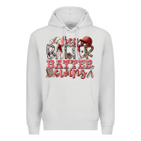 Dove Grey hey batter batter swing Premium Hoodie - RacoonDesign