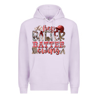 Lilac hey batter batter swing Premium Hoodie - RacoonDesign