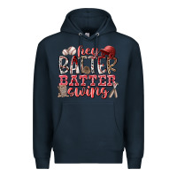 Navy hey batter batter swing Premium Hoodie - RacoonDesign