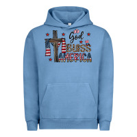 Pigment Pebble Blue god bless america Urban Hoodie - CowhideDigitalArt