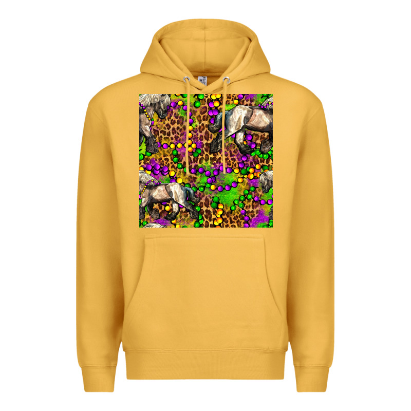 Mardi Gras Leopard Horse Seamless Pattern Premium Hoodie by FaDigitalArtStudio | Teevron