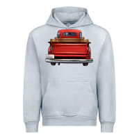 Heather Grey western red truck back view Urban Hoodie - FaDigitalArtStudio