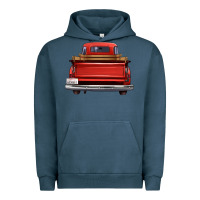 Pigment Midnight Navy western red truck back view Urban Hoodie - FaDigitalArtStudio