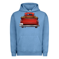 Pigment Pebble Blue western red truck back view Urban Hoodie - FaDigitalArtStudio