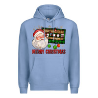 Colony Blue Merry christmas santa cassette Premium Hoodie - FaDigitalArtStudio