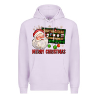 Lilac Merry christmas santa cassette Premium Hoodie - FaDigitalArtStudio