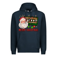 Navy Merry christmas santa cassette Premium Hoodie - FaDigitalArtStudio