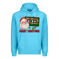 Ocean Blue Merry christmas santa cassette Premium Hoodie - FaDigitalArtStudio