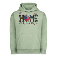 Pigment Oil Green home of the free beacuse of the brave Urban Hoodie - CowhideDigitalArt