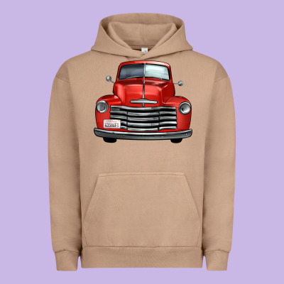 Western Red Truck Front View Urban Hoodie Designed By Fadigitalartstudio