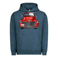 Pigment Midnight Navy western red truck front view Urban Hoodie - FaDigitalArtStudio