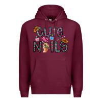 Burgundy cute nails Premium Hoodie - CowhideDigitalArt