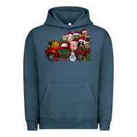Pigment Midnight Navy christmas farm animals truck Urban Hoodie - RacoonDesign