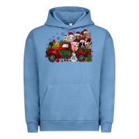 Pigment Pebble Blue christmas farm animals truck Urban Hoodie - RacoonDesign