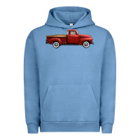 Pigment Pebble Blue western red truck right side view Urban Hoodie - FaDigitalArtStudio