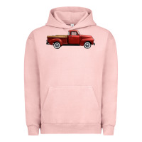 Pigment Salmon western red truck right side view Urban Hoodie - FaDigitalArtStudio