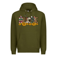 Army Green nurse sunflower Premium Hoodie - FaDigitalArtStudio