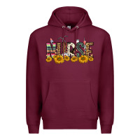 Burgundy nurse sunflower Premium Hoodie - FaDigitalArtStudio