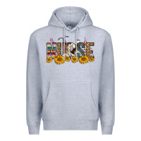 Heather Grey nurse sunflower Premium Hoodie - FaDigitalArtStudio