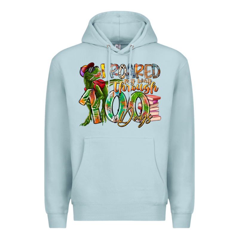 I Roared My Way Through 100 Days Premium Hoodie by RacoonDesign | Teevron