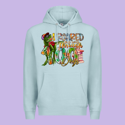 I Roared My Way Through 100 Days Premium Hoodie Designed By Racoondesign