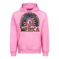 Fuchsia Pink merica rainbow Urban Hoodie - CowhideDigitalArt