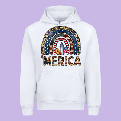 Merica Rainbow Urban Hoodie Designed By Cowhidedigitalart