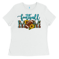 White western leopard camouflage sunflowers  glitter mom football Ladies Tee - Artiststas